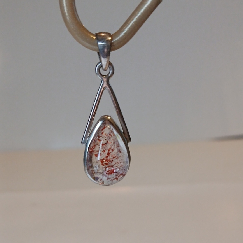 🍓✨ Strawberry Super Seven Sterling Silver Teardrop Pendant Metaphysical